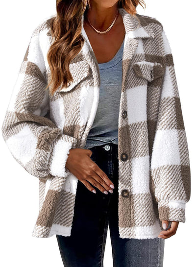 Women's Fashion Jacket Button Plush Coat