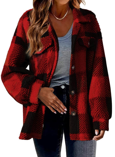 Women's Fashion Jacket Button Plush Coat